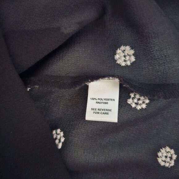 CATO Black Sheer Polka Dot Waist Tie 3/4 Sleeve Blouse Women's Size XL - Picture 8 of 14